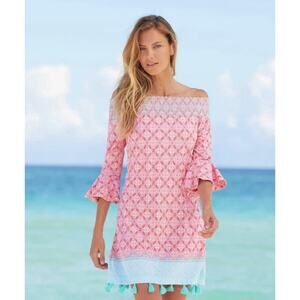 Cabana Life Coral Tides Off the Shoulder Dress Small
